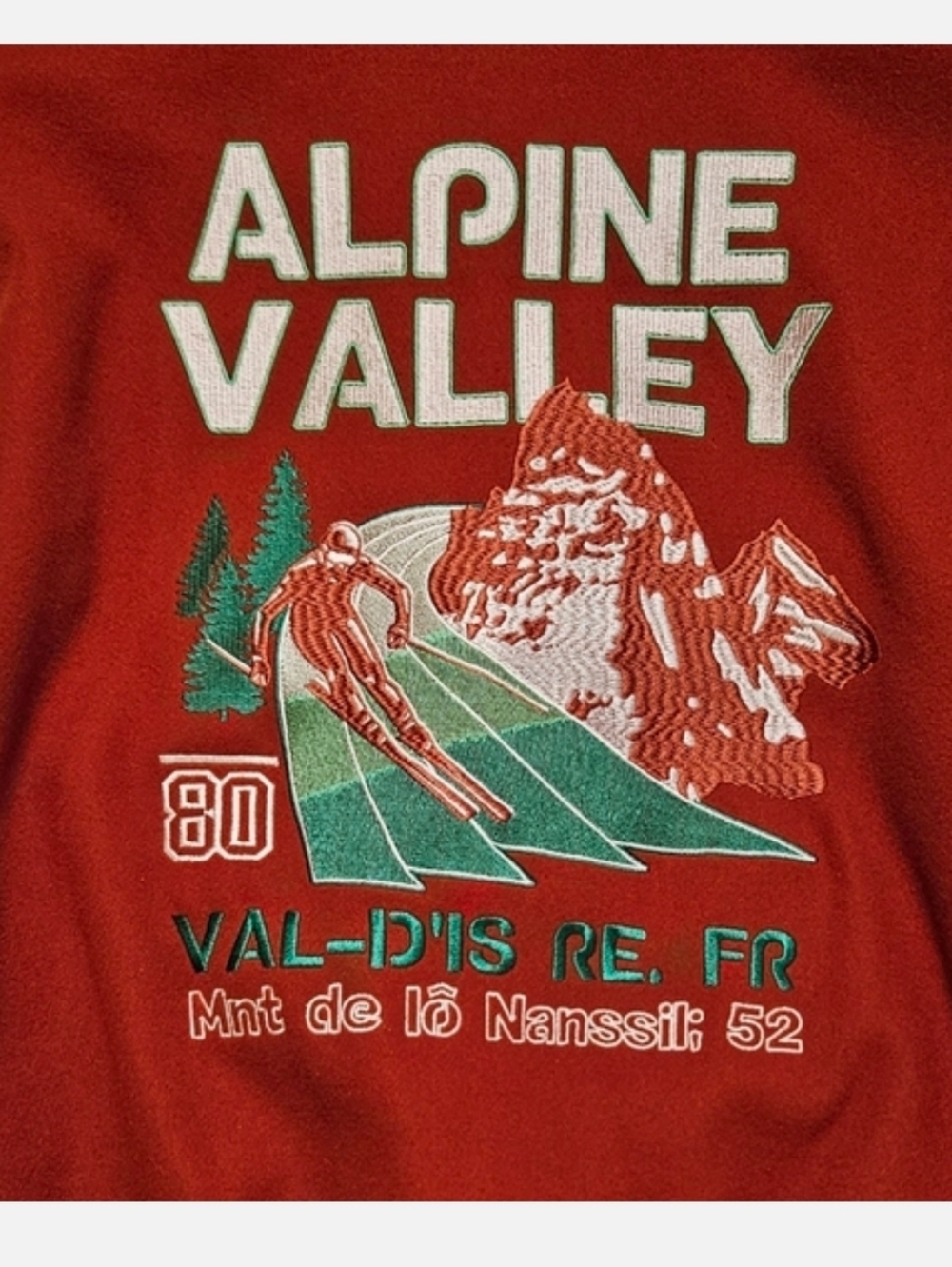 Zara Alpine Valley Varsity Jacket Red Ski Patch Wool Blend M - Picture 8 of 11